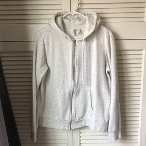H&M Heather Grey Zip Up Hoodie Hooded Sweatshirt